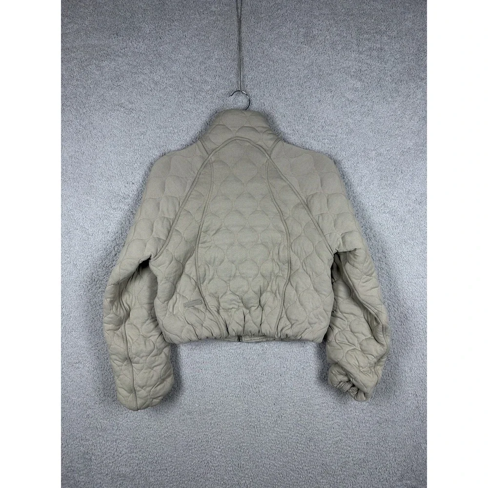 Lululemon Quilted Bomber Jacket Womens 0 Crop Full Zip Front W3HFMS Riverstone